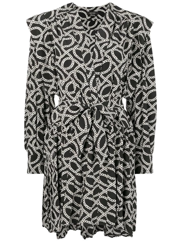 Isabel Marant Printed V-neck Dress - Black