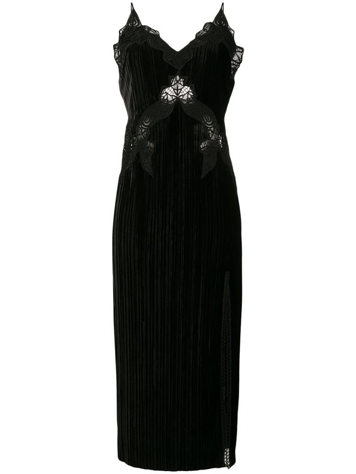 Jonathan Simkhai Velvet Macramé Lace Slip Dress - Black