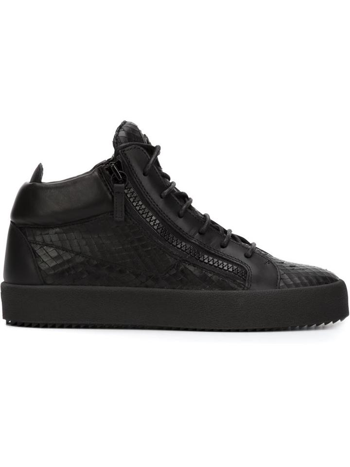 Giuseppe Zanotti Design Kriss Hi-top Sneakers, Men's, Size: 8, Black, Leather/rubber
