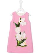 Dolce & Gabbana Kids Floral Detail Dress, Girl's, Size: 6 Yrs, Pink/purple