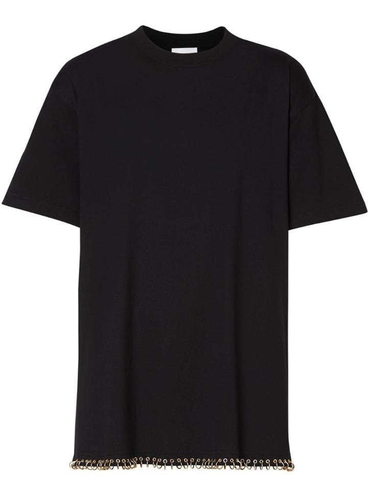 Burberry Ring-pierced Cotton Oversized T-shirt - Black