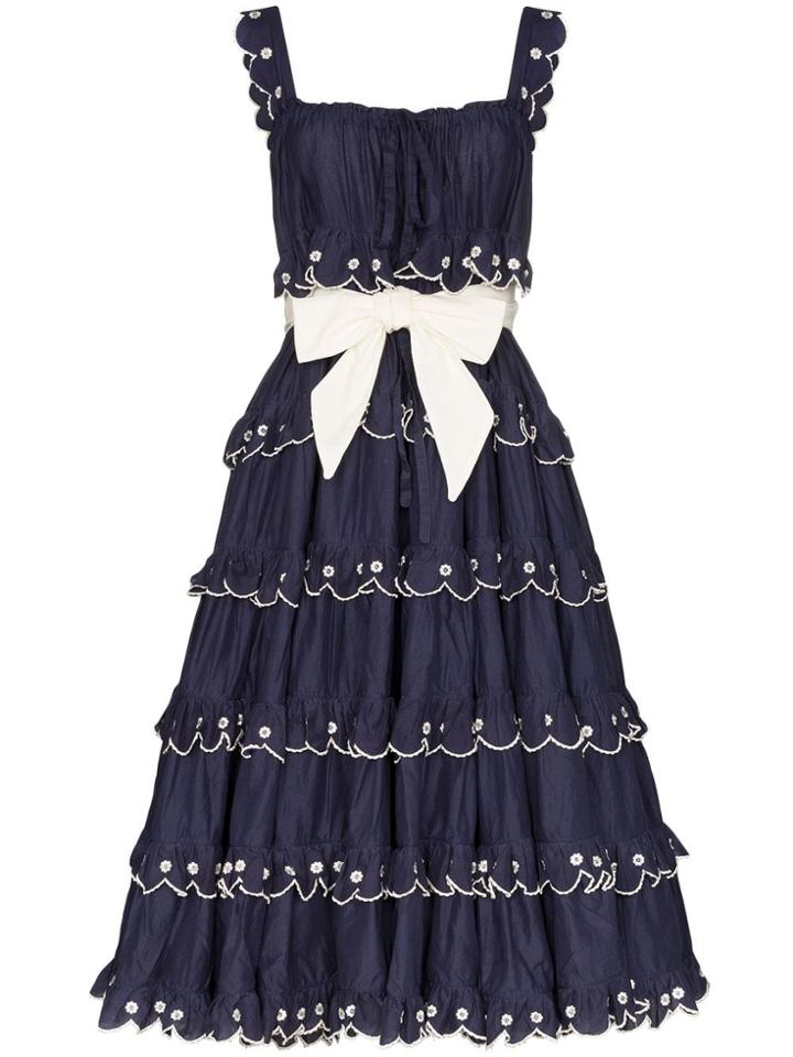 Innika Choo Iva Scalloped Midi Dress - Blue