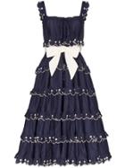 Innika Choo Iva Scalloped Midi Dress - Blue