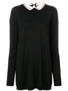 No21 - Collar Knitted Sweater - Women - Silk/acetate/virgin Wool - 40, Black, Silk/acetate/virgin Wool