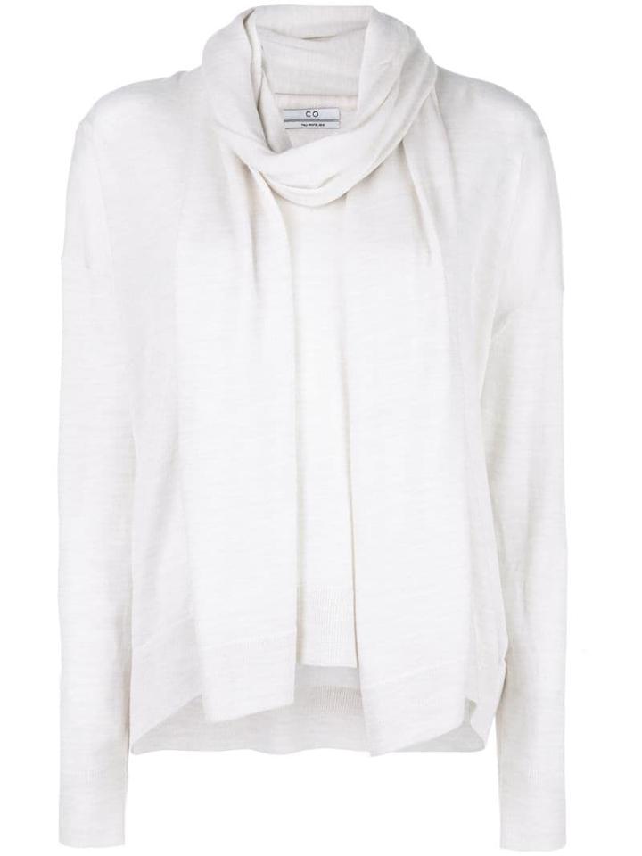 Co Sfarf Detail Fine Knit Jumper - Neutrals