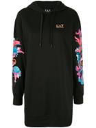 Ea7 Emporio Armani Oversized Logo Drawsrting Hoodie - Black