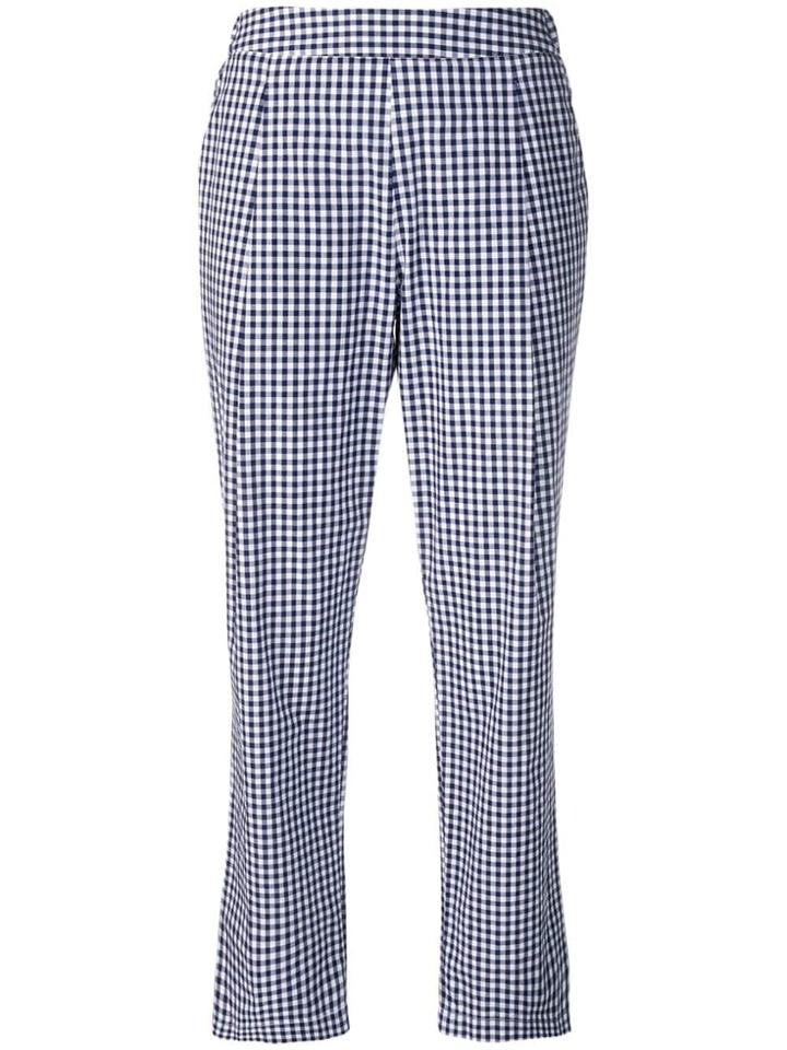 Semicouture Checked Straight-leg Trousers - Blue