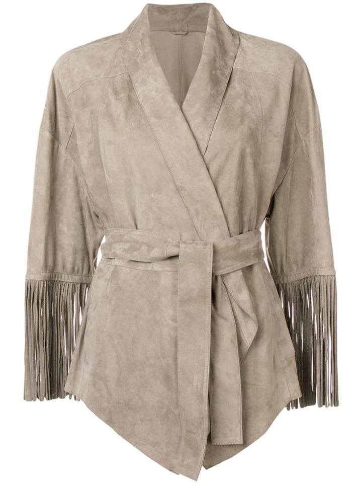 Brunello Cucinelli Fringed Cuffs Jacket - Neutrals