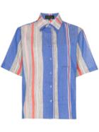 A Peace Treaty Tarouba Stripe Print Cotton Silk-blend Shirt - Purple