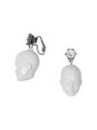 Burberry Crystal And Doll's Head Palladium-plated Earrings - White
