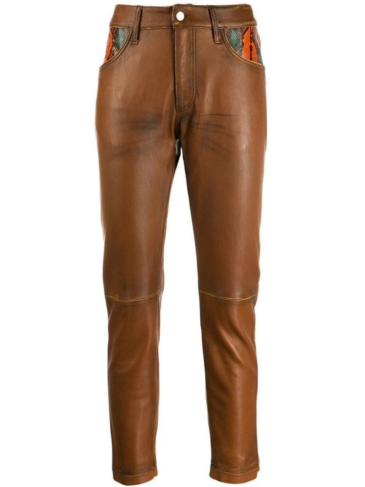 Golden Goose Snake Skin Detail Trousers - Brown