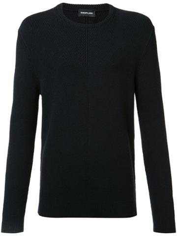 Exemplaire English Ribbed Crew Neck Jumper, Size: Xl, Blue, Cashmere