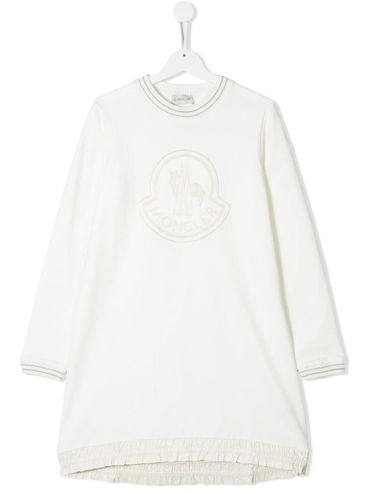 Moncler Kids Teen Logo Shift Dress - White