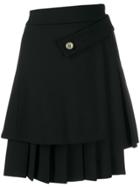 Off-white Asymmetric Pleated Mini Skirt - Black