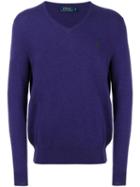 Polo Ralph Lauren V-neck Jumper, Men's, Size: Xl, Pink/purple, Merino