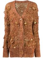 Mm6 Maison Margiela Undone-effect Thick Knit Cardi-coat - Brown