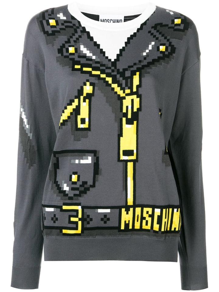 Moschino 8bit Print Knit Sweater - Grey