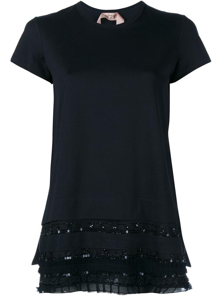 No21 Sequin Ruffle Short Sleeve Top