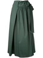 H Beauty & Youth Drawstring Flared Skirt, Women's, Size: Medium, Green, Cotton