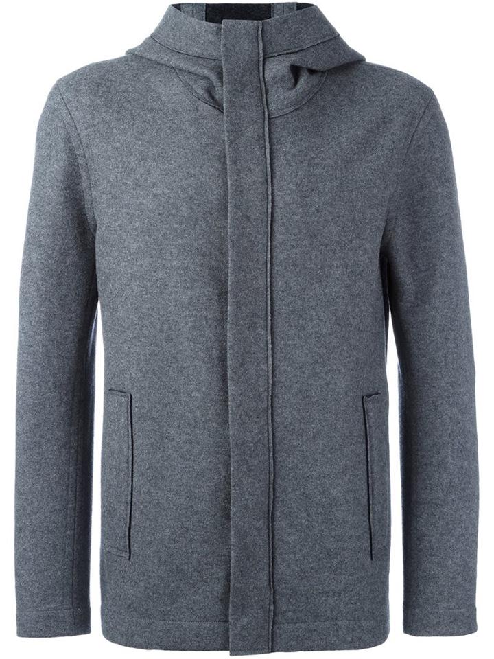 Giorgio Armani Hooded Jacket, Men's, Size: 48, Grey, Polyamide/wool