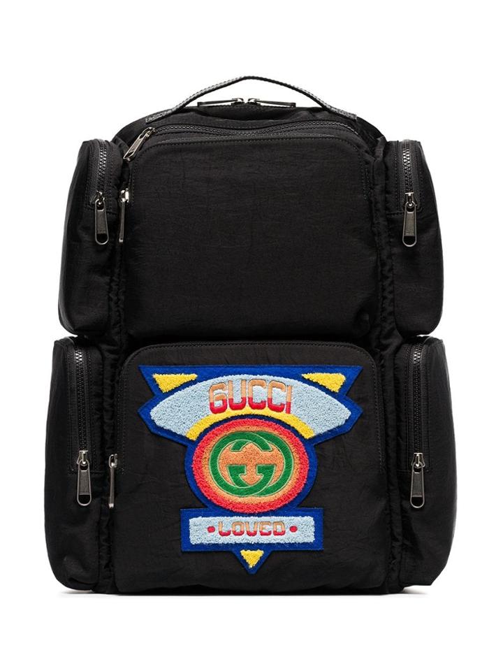 Gucci 80's Logo Patch Backpack - Black