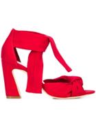 Loeffler Randall Block Heel Ankle Strap Sandals - Red
