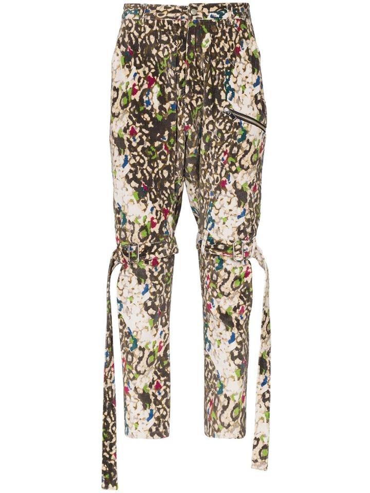 Sulvam Leopard Pattern Bandage Trousers - Green