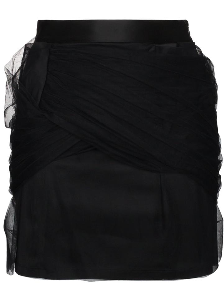 Y / Project Mini Skirt With Tulle Draping - Black