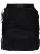 Y / Project Mini Skirt With Tulle Draping - Black