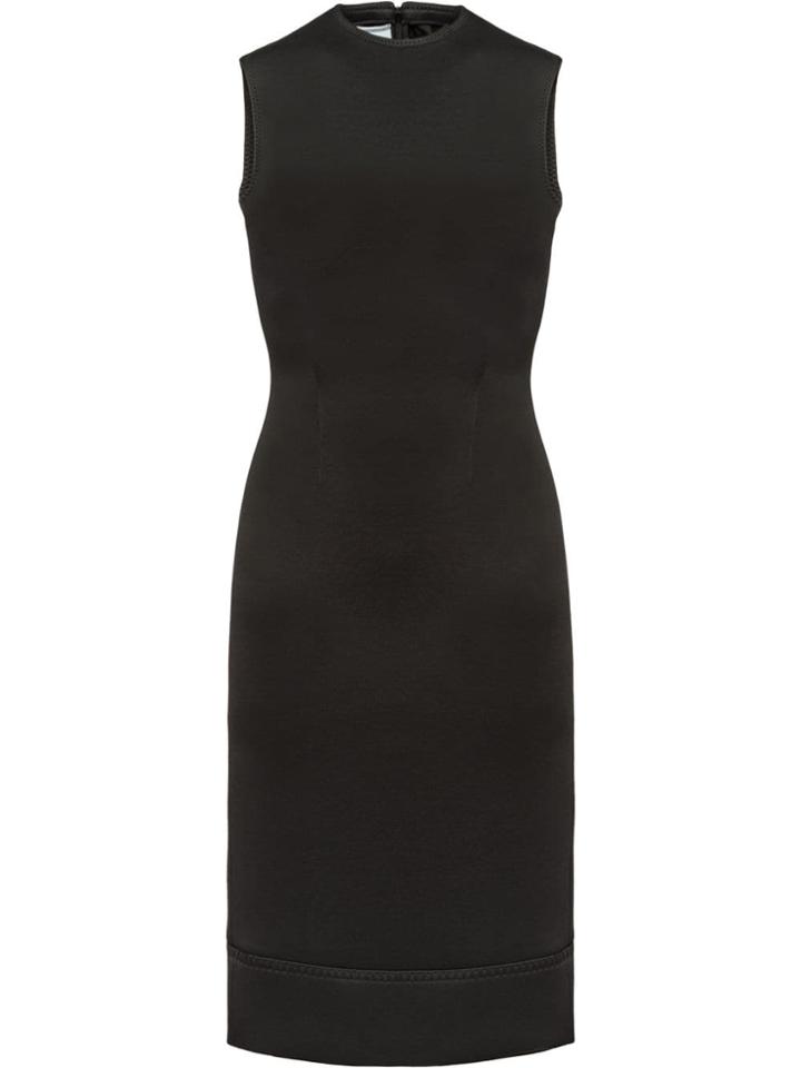 Prada Top-stitched Jersey Dress - Black