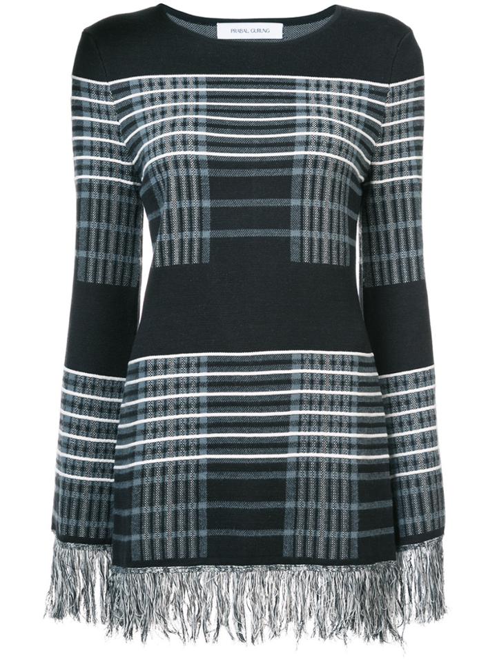 Prabal Gurung Checked Fringed Jumper - Black