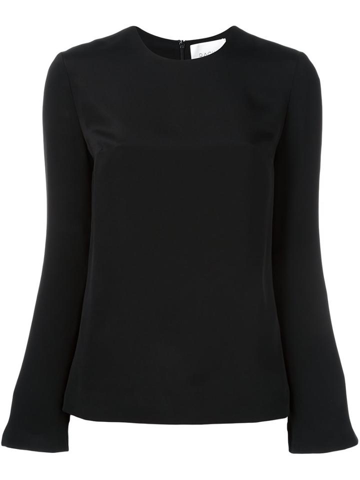 Racil Round Neck Longsleeved Blouse, Women's, Size: 38, Black, Silk