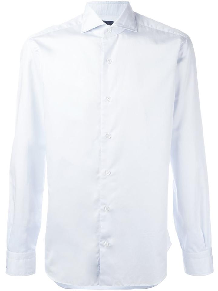 Barba Classic Pointed Collar Shirt, Men's, Size: 42, Blue, Cotton