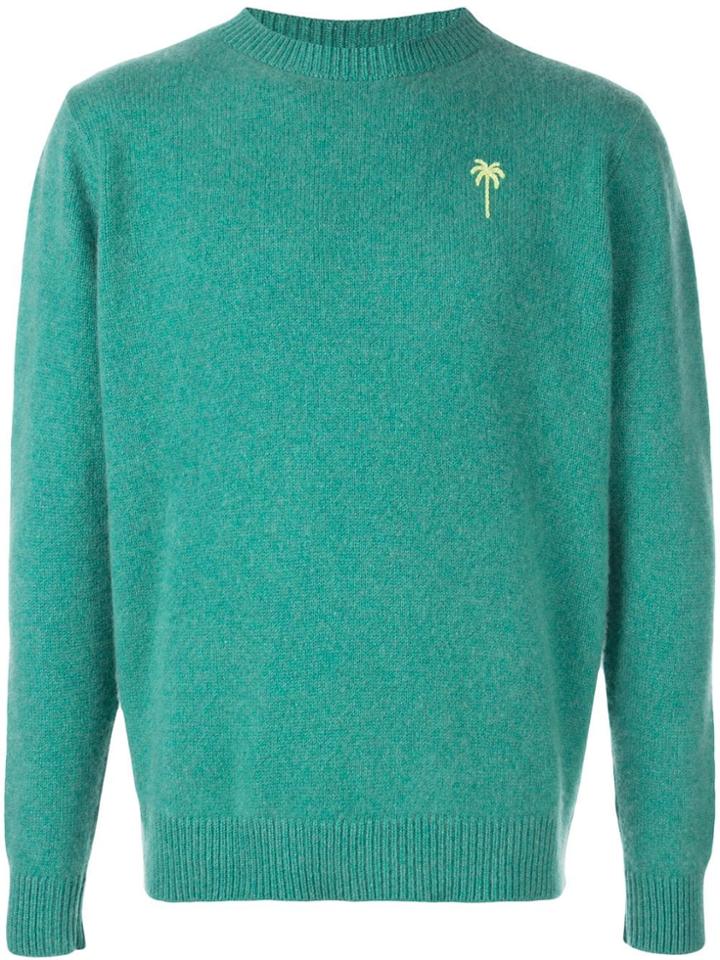 The Elder Statesman Cashmere Embroidered Sweater - Green