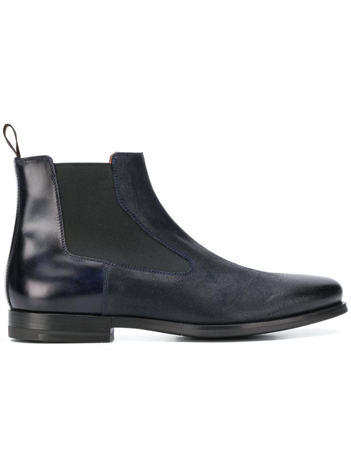 Santoni Flat Ankle Boots - Blue