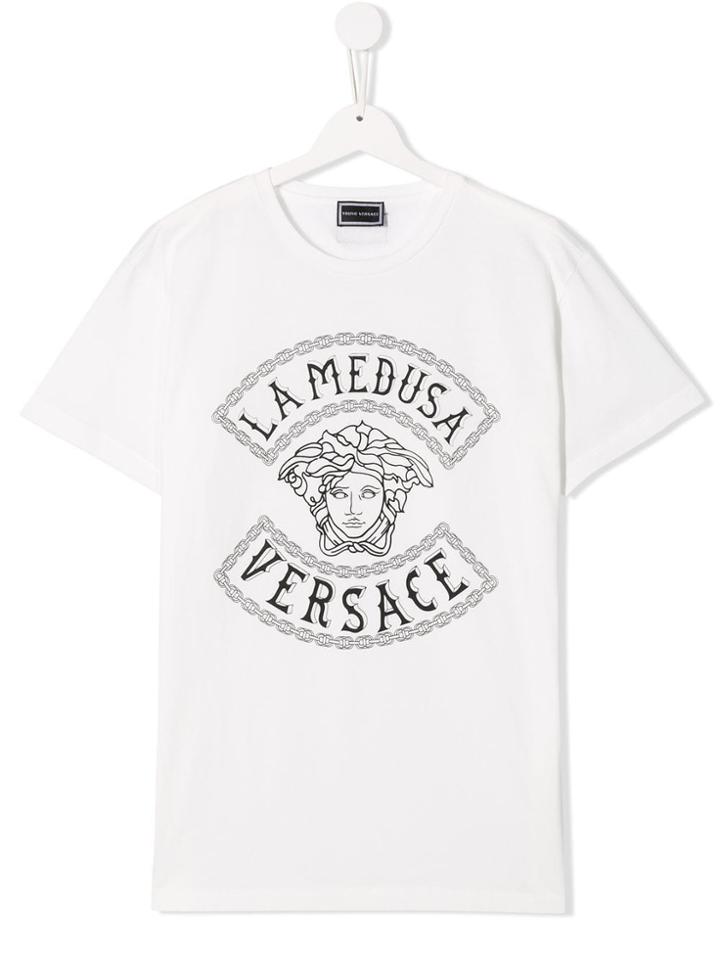 Young Versace Teen La Medusa Print T-shirt - White