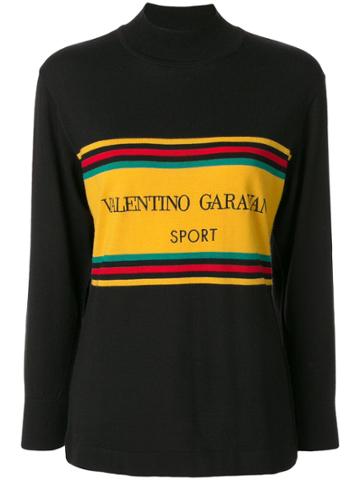 Valentino Pre-owned Logo Stripe Sweatshirt - Black