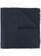 Emporio Armani Logo Jacquard Scarf, Men's, Blue, Wool