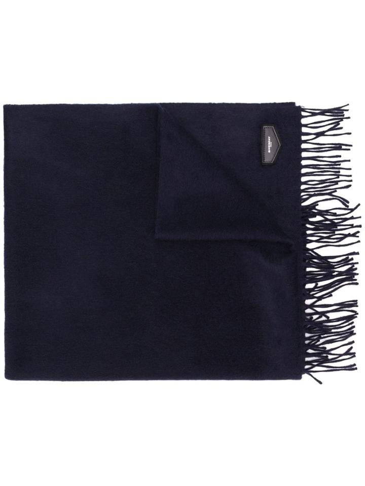 Givenchy Logo Plaque Tassel Scarf - Blue