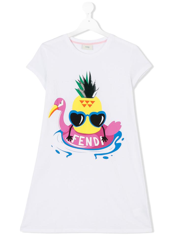 Fendi Kids Teen Printed Dress - White