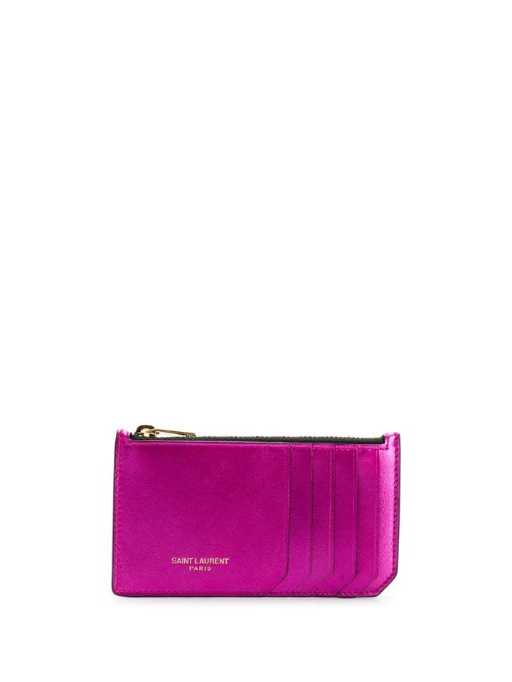 Saint Laurent Metallic Finish Cardholder - Pink