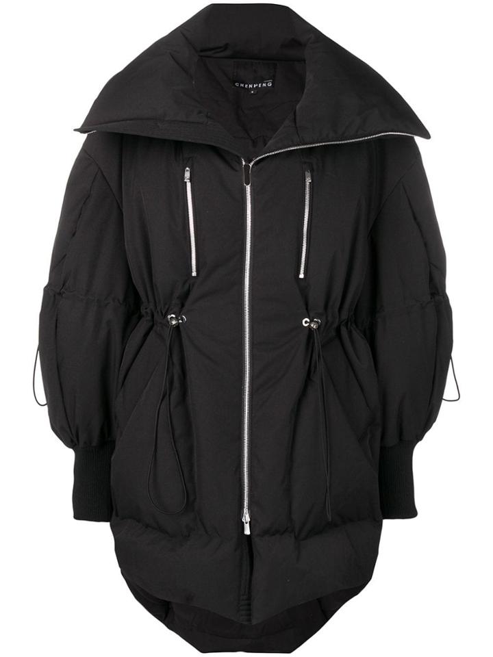 Chen Peng Zipped Padded Coat - Black