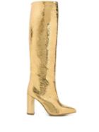 Paris Texas Metallic Snake Effect Boots - Gold