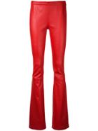 Pierre Balmain Bootcut Leather Trousers, Women's, Size: 40, Red, Lamb Skin