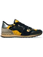 Valentino Yellow Rockstud Camouflage Sneakers - Blue
