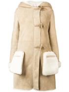 Golden Goose Deluxe Brand Hooded Shearling Coat - Nude & Neutrals