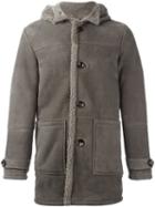 Eleventy Shearling Hooded Coat, Men's, Size: 50, Nude/neutrals, Sheep Skin/shearling