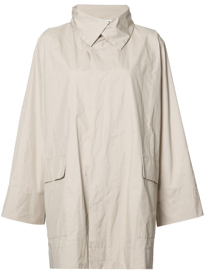 Issey Miyake - Classic Short Raincoat - Women - Polyester - 2, Nude/neutrals, Polyester