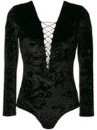 Off-white - Low-cut Long-sleeved Body - Women - Polyester/spandex/elastane - 42, Black, Polyester/spandex/elastane