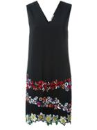 Msgm Floral Embroidered Dress - Black